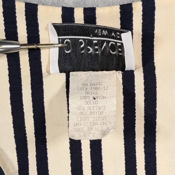 Vintage KC Spencer NY Striped Blouse Sz 6 Short Sleeve Tie Back Side Slit - Picture 9 of 15